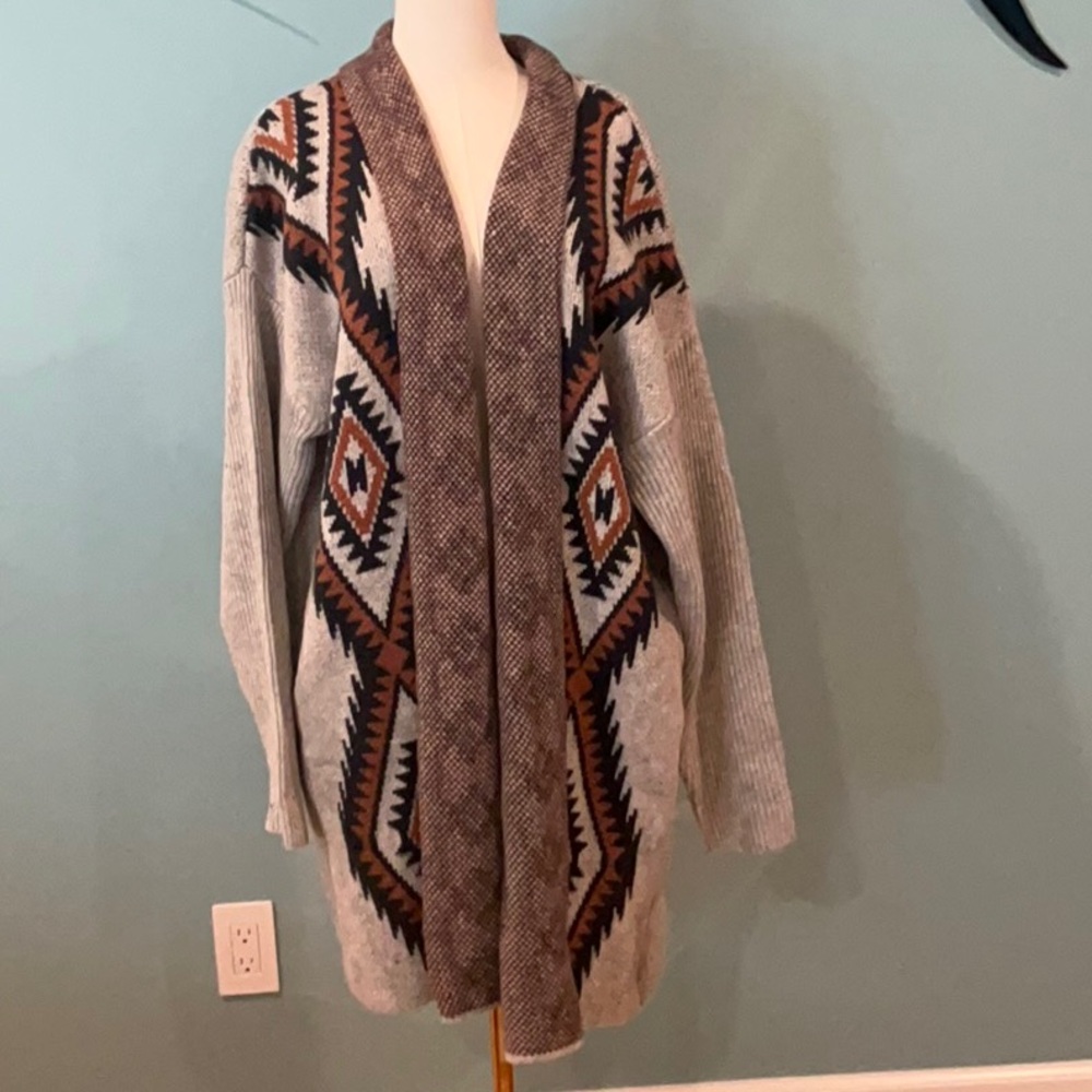 COPY - Aztec Patterned Gray and Brown Women's Sweater